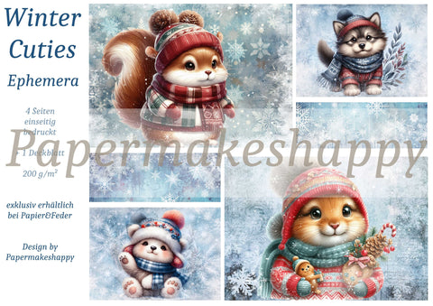 "Winter Cuties" // Papermakeshappy // Ephemera-Set // 200 g/m²