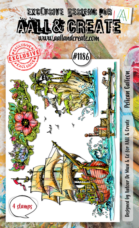 #1186// DIN  A 6 Stempel // AALL & Create // "Pelican Galleon"