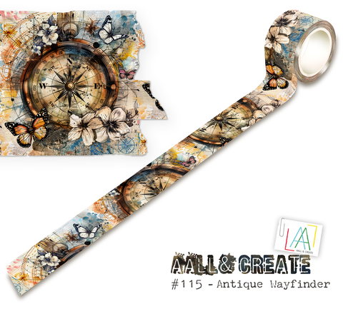 #115// Washi Tape // AALL &amp; Create // 2.5 cm x 10 meters // Antique Wayfinder