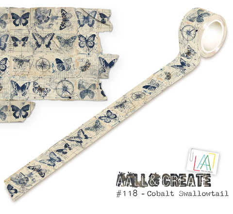 #118// Washi Tape // AALL & Create // 2,5 cm x 10 Meter // Cobalt Swallowtail