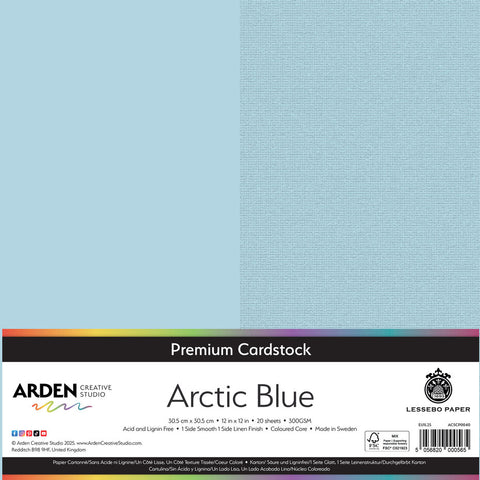 3 stk Premium Cardstock // 12x12 inch (30,5cmx30,5cm) // "Arctic Blue" // Arden Creative Studio