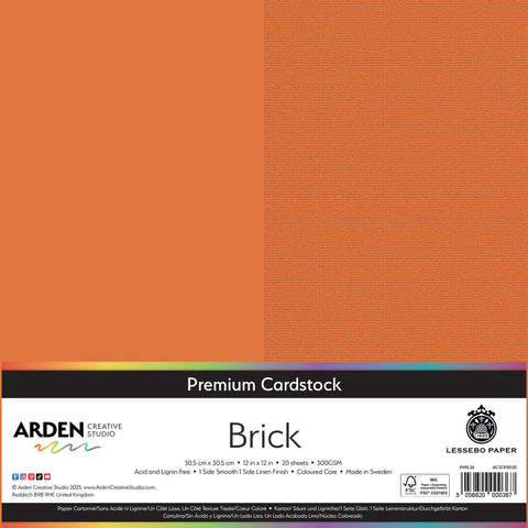 3 stk Premium Cardstock // 12x12 inch (30,5cmx30,5cm) // "Brick" // Arden Creative Studio