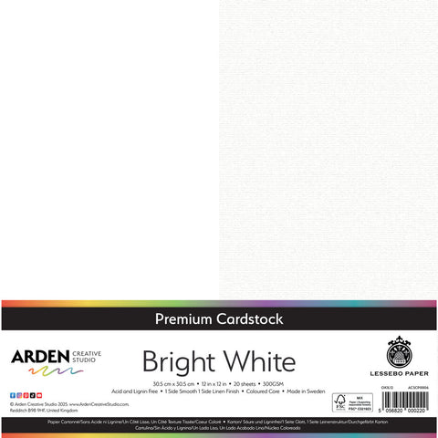 3 stk Premium Cardstock // 12x12 inch (30,5cmx30,5cm) // "Bright White" // Arden Creative Studio