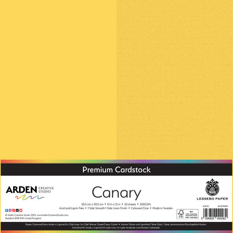 3 stk Premium Cardstock // 12x12 inch (30,5cmx30,5cm) // "Canary" // Arden Creative Studio