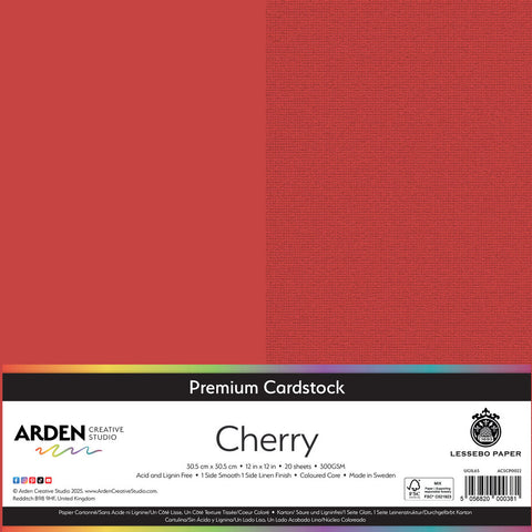 3 stk Premium Cardstock // 12x12 inch (30,5cmx30,5cm) // "Cherry" // Arden Creative Studio