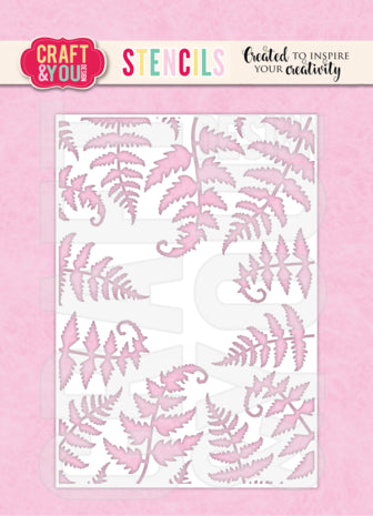 Ferns A6 Stencil // Craft & You Design