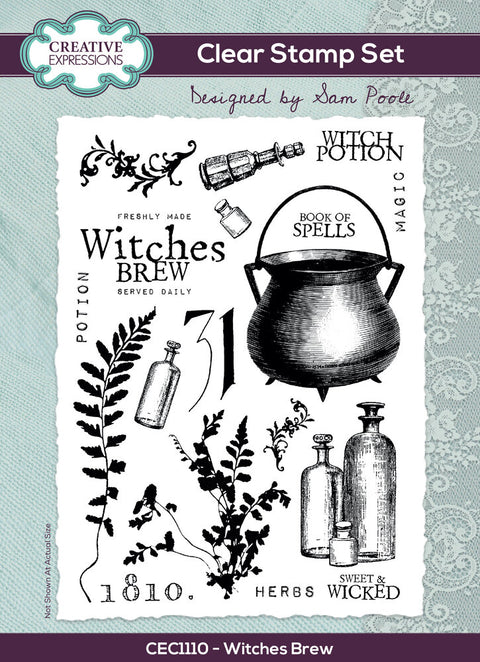 "Witches Brew" // Creative Expressions Stamp A 5 // Sam Poole 