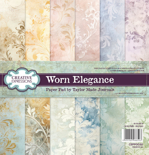 "Worn Elegance" by Taylor Made Journals // Creative Expressions // 8 x 8 inch Paper Pad