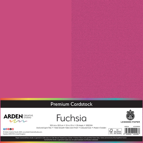 3 stk Premium Cardstock // 12x12 inch (30,5cmx30,5cm) // "Fuchsia" // Arden Creative Studio