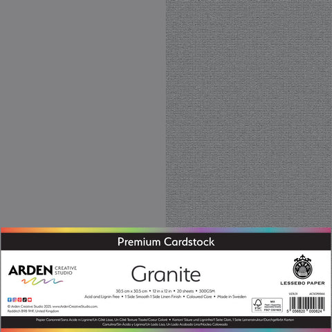 3 stk Premium Cardstock // 12x12 inch (30,5cmx30,5cm) // "Granite" // Arden Creative Studio