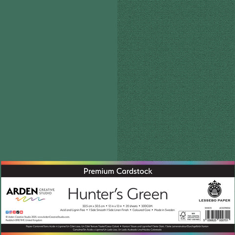 3 stk Premium Cardstock // 12x12 inch (30,5cmx30,5cm) // "Hunter's Green" // Arden Creative Studio