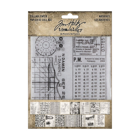 Tim Holtz - Idea-ology // Collage Paper // "Archieves" // 30 sheets