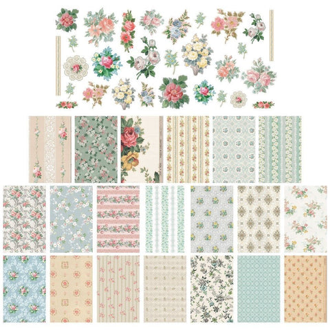 Tim Holtz Worn Wallpaper Scraps // 49 pcs.