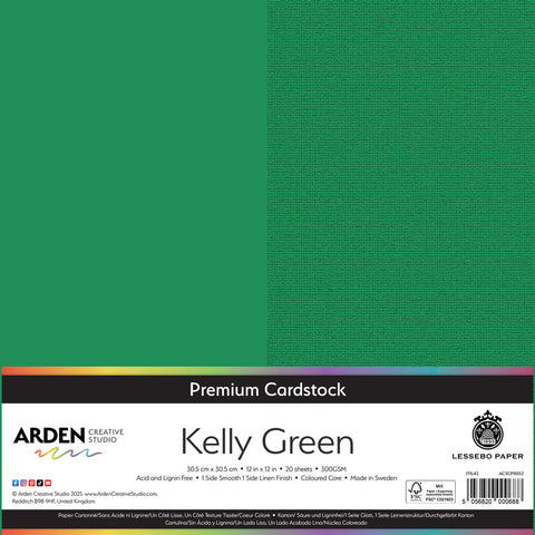 3 stk Premium Cardstock // 12x12 inch (30,5cmx30,5cm) // "Kelly Green" // Arden Creative Studio