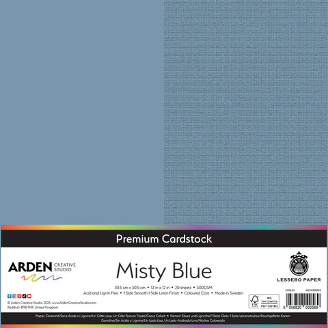 3 stk Premium Cardstock // 12x12 inch (30,5cmx30,5cm) // "Misty Blue" // Arden Creative Studio