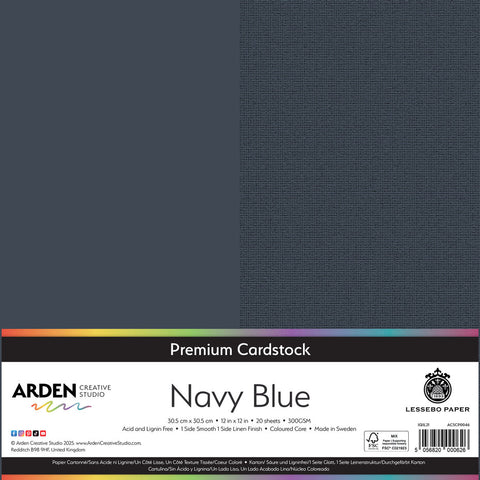 3 stk Premium Cardstock // 12x12 inch (30,5cmx30,5cm) // "Navy Blue" // Arden Creative Studio