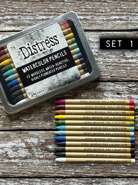 Tim Holtz Distress Watercolor Pencils Kit 1 // 12 pieces