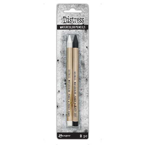 Tim Holtz Distress Watercolor Pencils Picket Fence &amp; Black Soot // 2 pieces