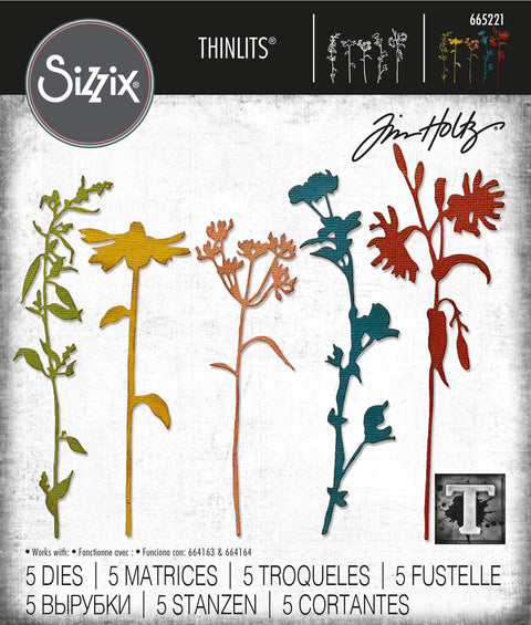 Sizzix Thinlits Die by Tim Holtz // "Wildflower Stems #3" // Stanzschablonen