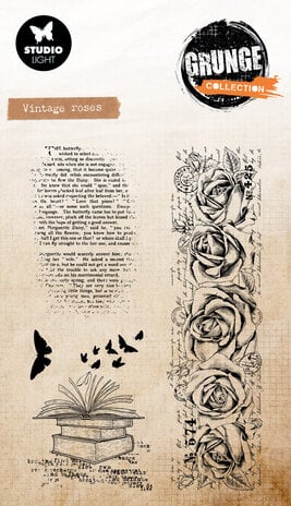 Vintage Roses Grunge Clear Stamp // Studio Light