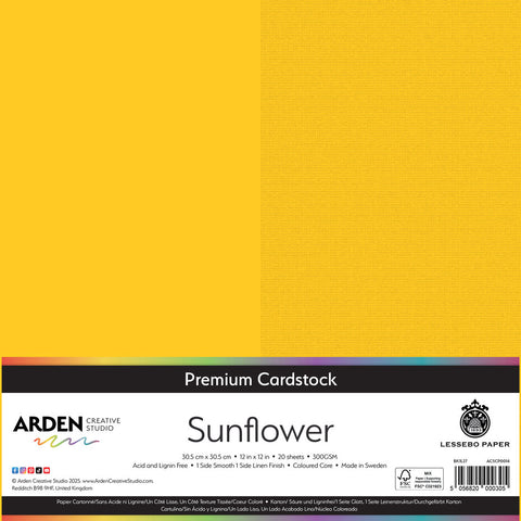 3 stk Premium Cardstock // 12x12 inch (30,5cmx30,5cm) // "Sunflower" // Arden Creative Studio