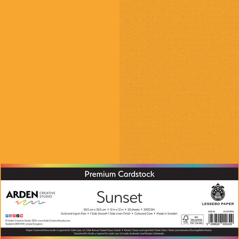 3 stk Premium Cardstock // 12x12 inch (30,5cmx30,5cm) // "Sunset" // Arden Creative Studio