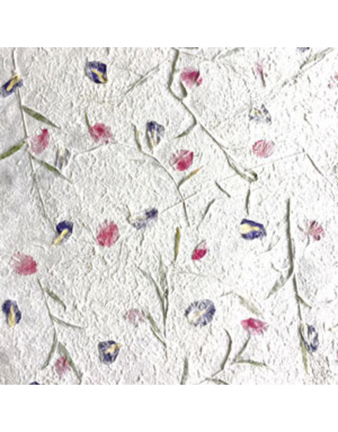 Mulberry paper with floral mix // white/pink// 1 sheet // 40 cm x 25 cm