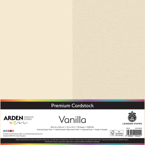 3 stk Premium Cardstock // 12x12 inch (30,5cmx30,5cm) // "Vanilla" // Arden Creative Studio