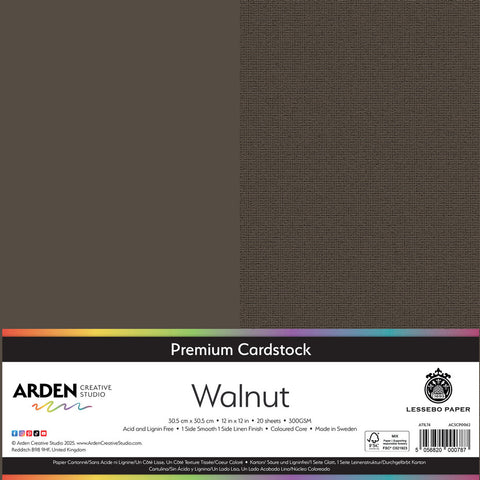 3 stk Premium Cardstock // 12x12 inch (30,5cmx30,5cm) // "Walnut" // Arden Creative Studio